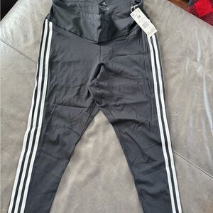 Adidas Women’s 2X High Rise 7/8 Training Tights Black White 3-Stripe NWT